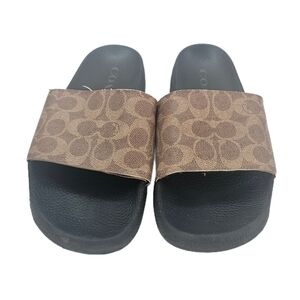 Coach Udele Sport Slide Sandals Women's 10 Signature Canvas